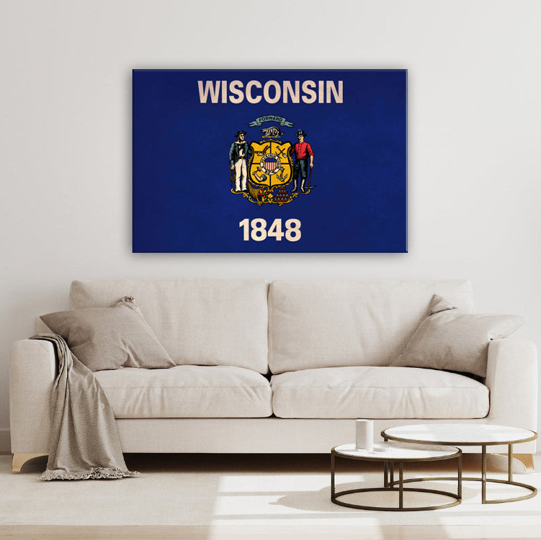 Distressed Wisconsin Flag Canvas Art Print