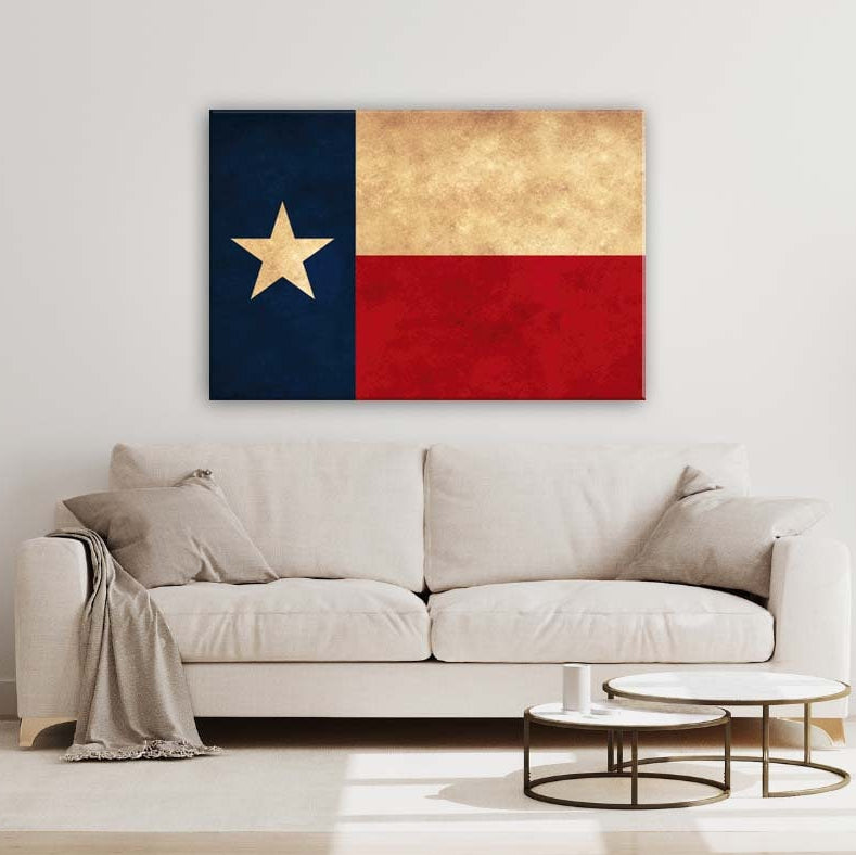 Distressed Texas Flag Canvas Wall Art Print