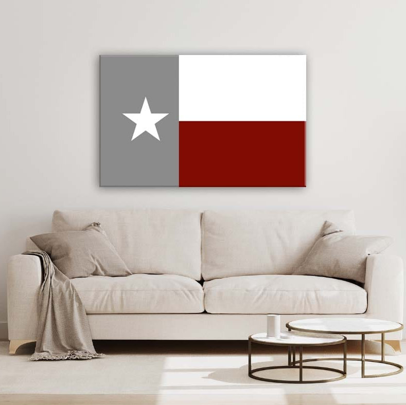 Maroon and White Texas Flag Canvas Wall Art Print
