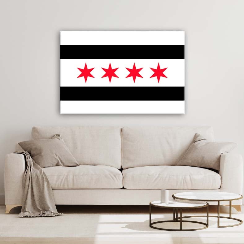 Black & Red Chicago Flag Canvas Wall Art Print