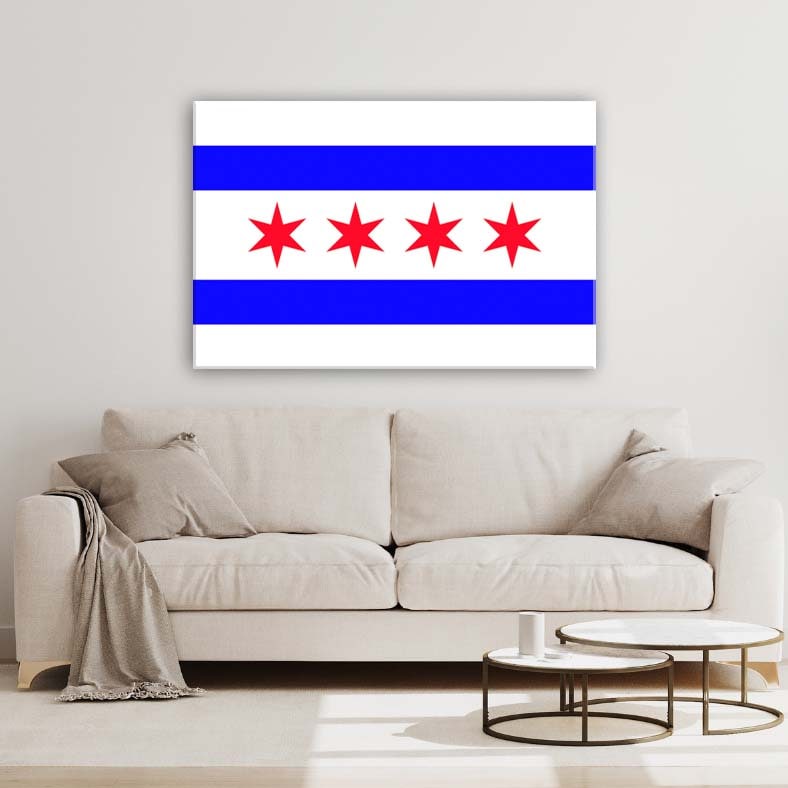 Blue & Red Chicago Flag Canvas Wall Art Print