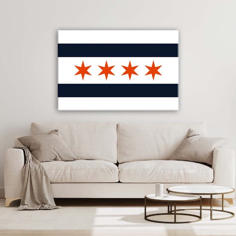 Navy & Orange Chicago Flag Canvas Wall Art Print