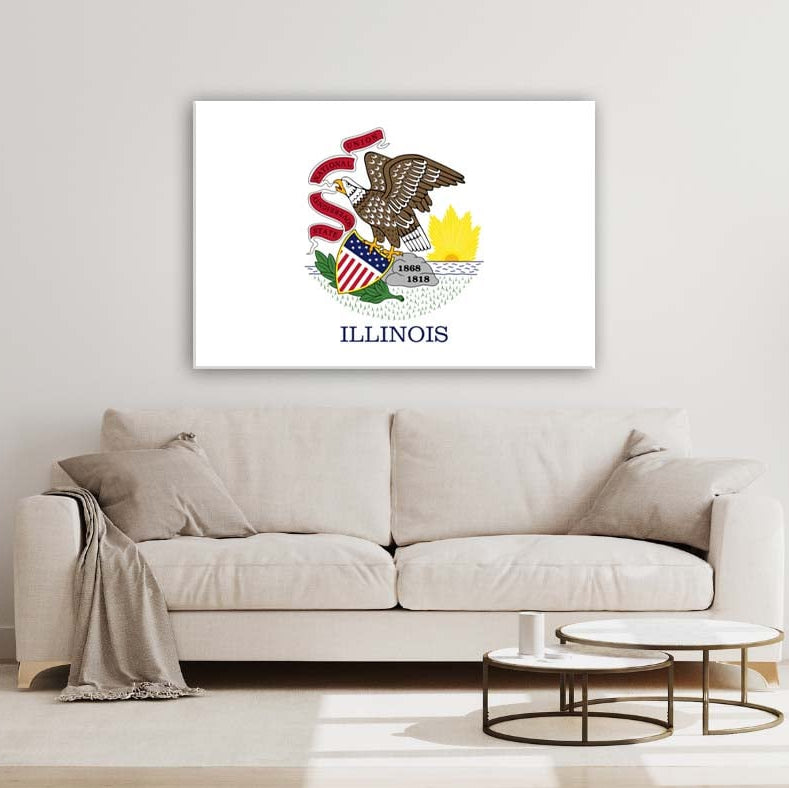 Illinois Flag Canvas Wall Art Print