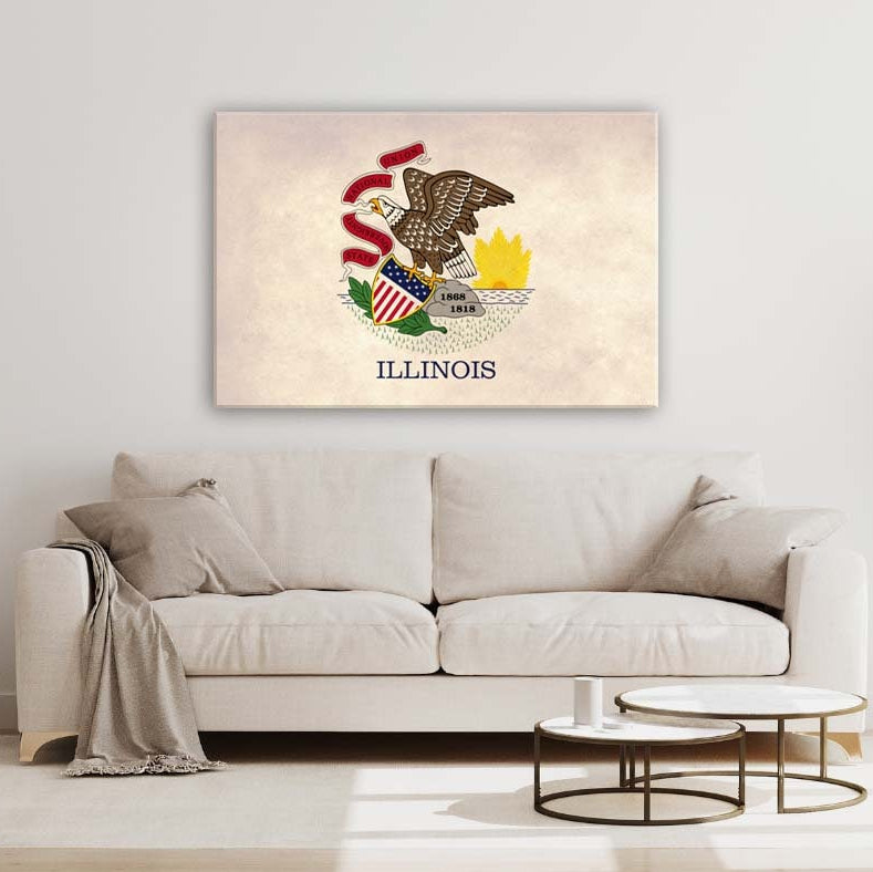 Distressed Illinois Flag Canvas Wall Art Print