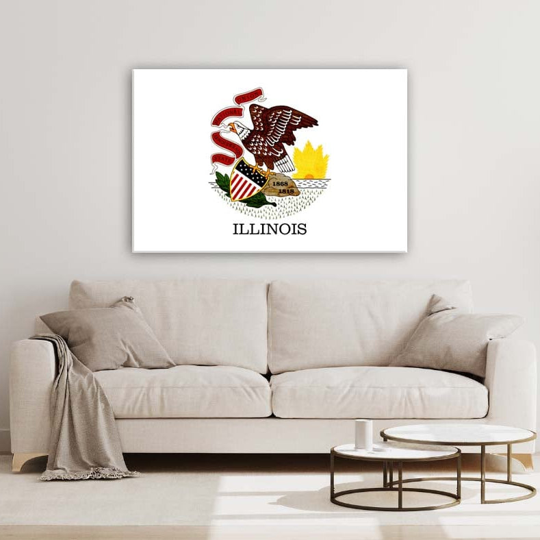 Rustic Illinois Flag Canvas Wall Art Print