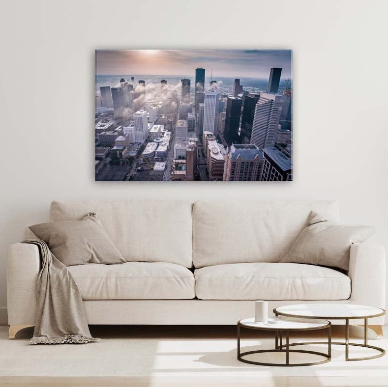 Cloudy Houston Skyline Canvas Wall Art Print