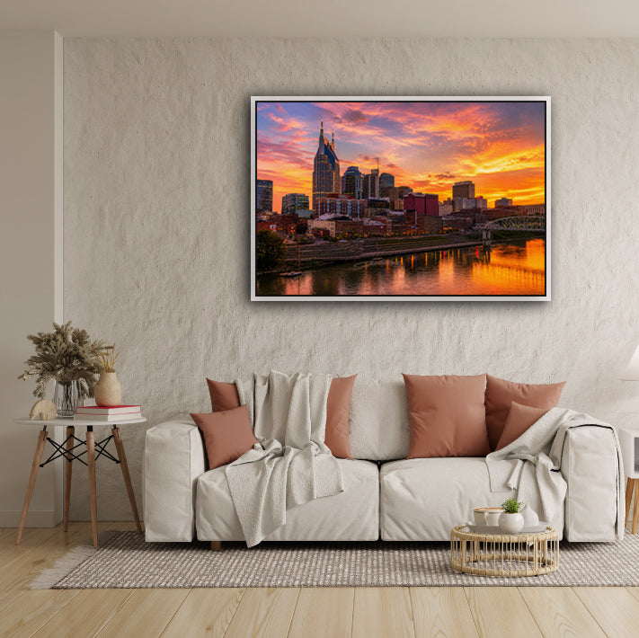 Nashville Skyline Sunset Canvas Wall Art Print
