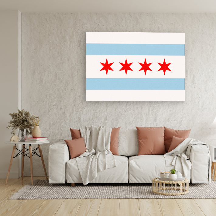 Chicago Flag Canvas Wall Art Print