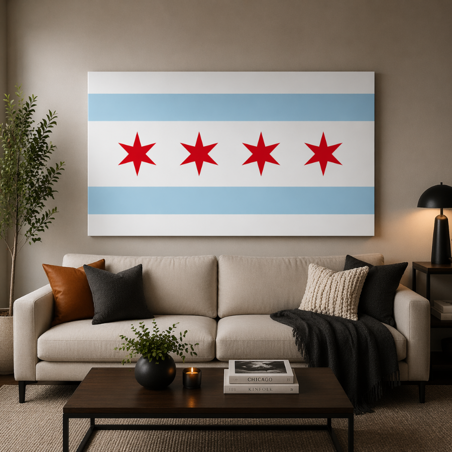Chicago Flag Canvas Wall Art Print