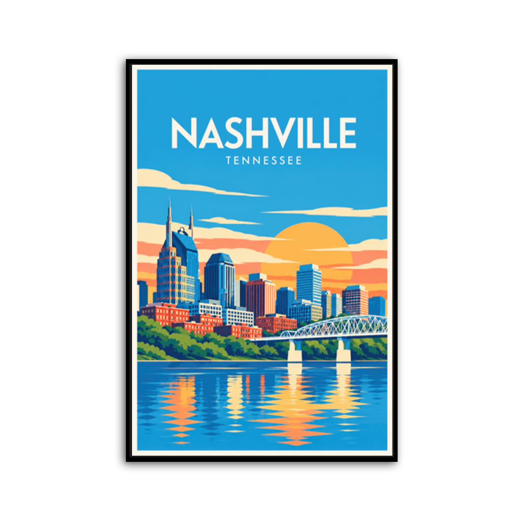 Nashville Travel Poster Canvas Wall Art Print