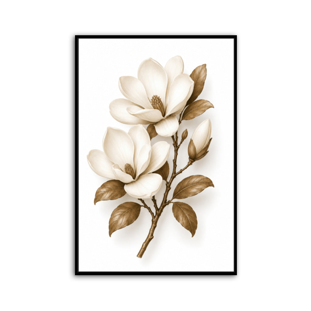 Dried Magnolia Canvas Wall Art Print