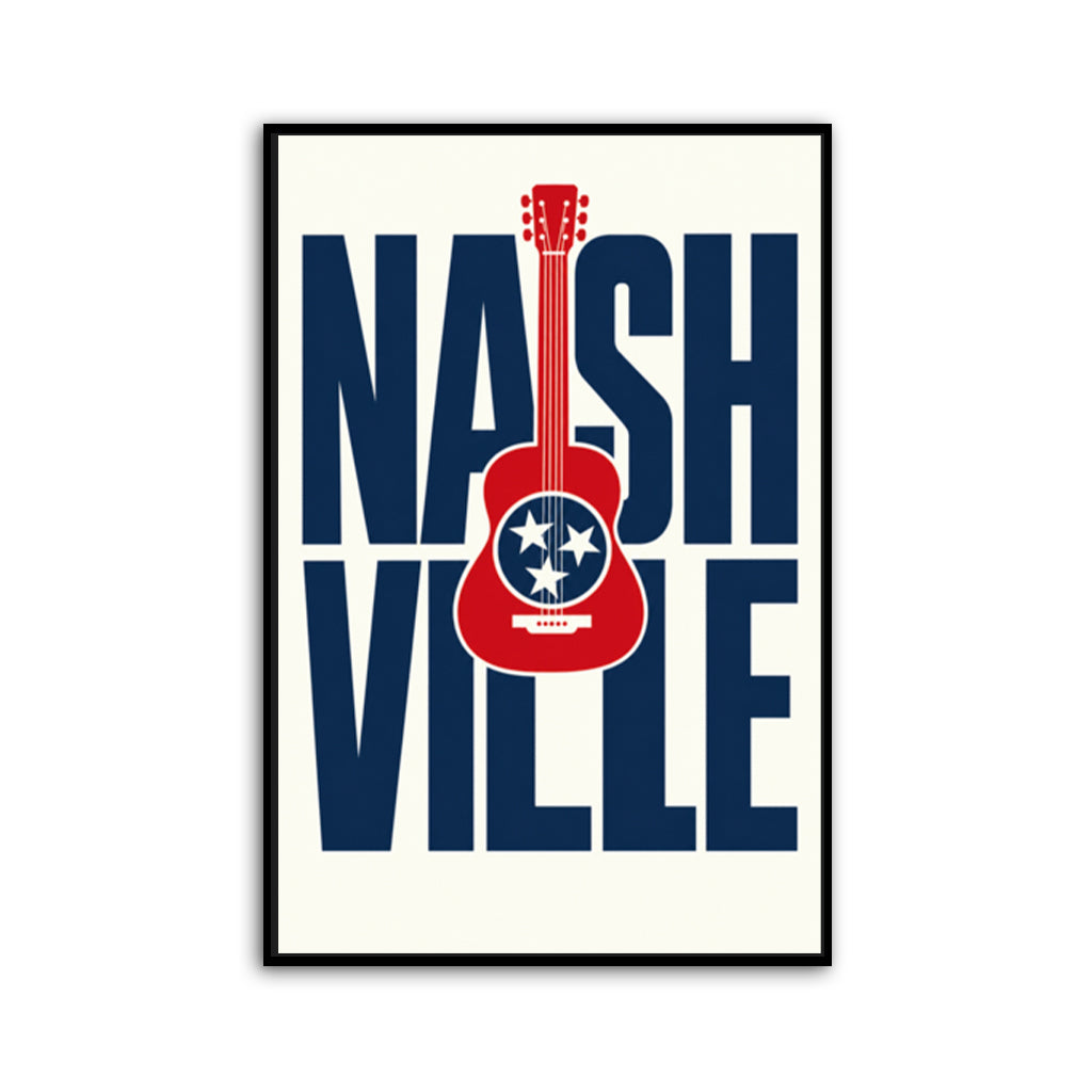 Nashville Guitar Poster Canvas Wall Art Print