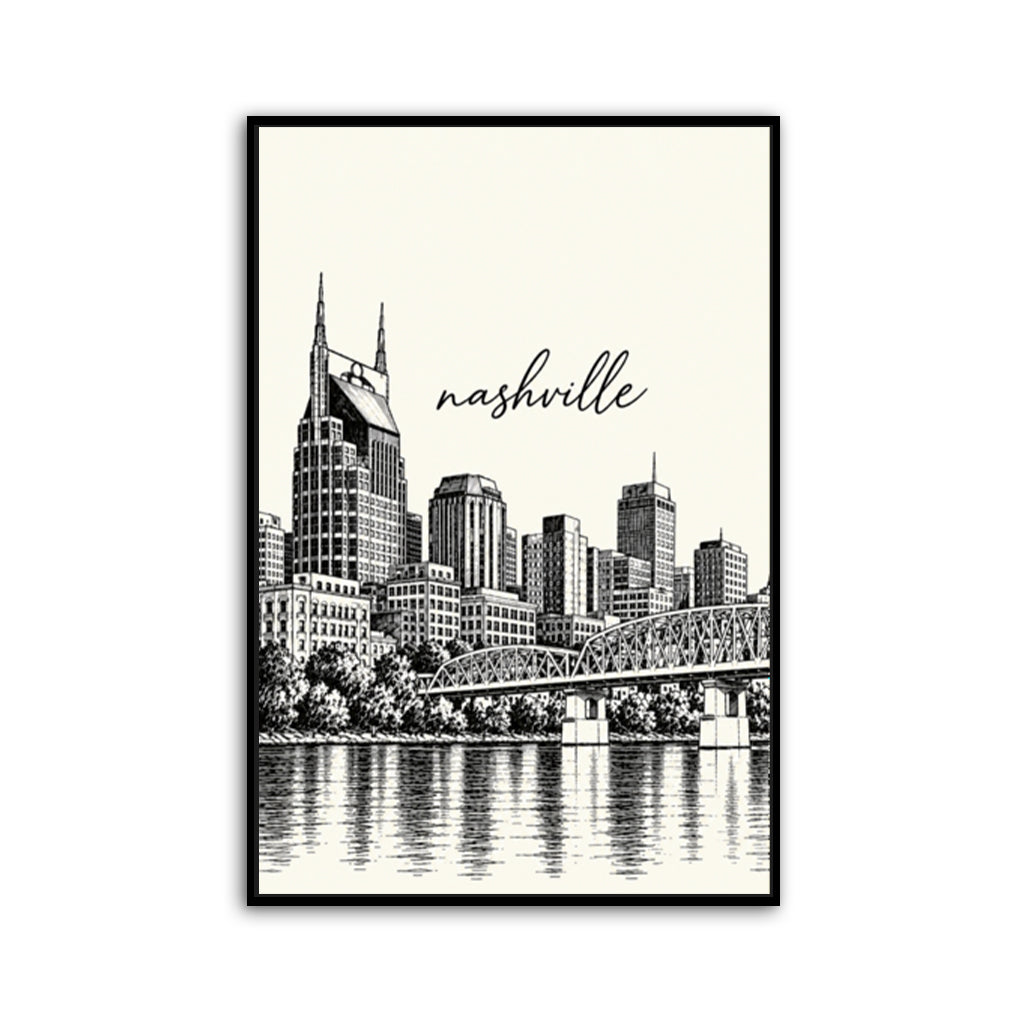 Nashville Sketch Canvas Wall Art Print