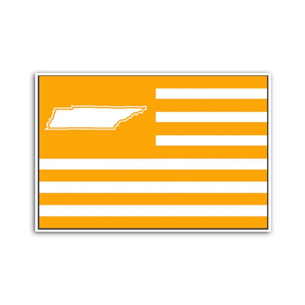 Orange and White Tennessee American Flag Canvas Wall Art Print