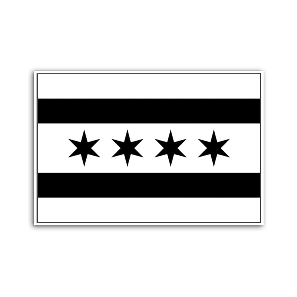 Black & White Chicago Flag Canvas Wall Art Print