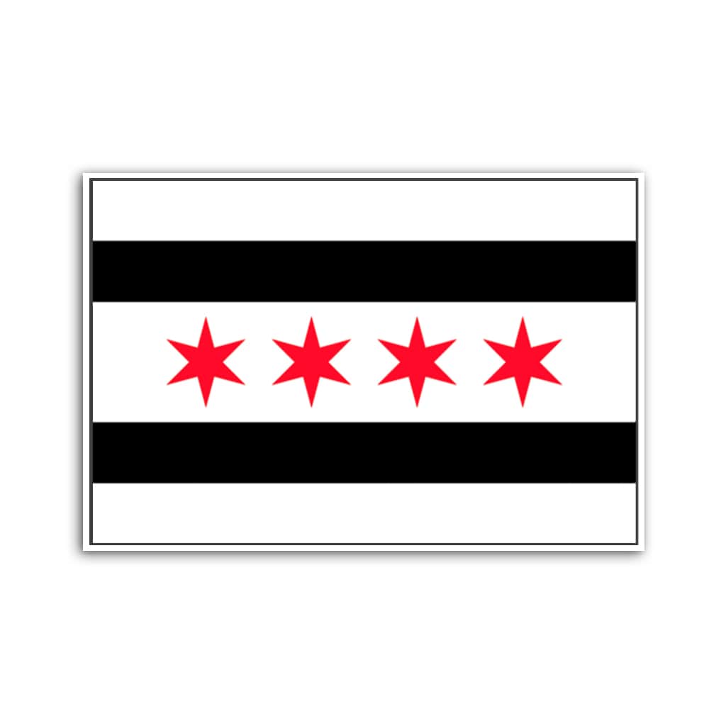 Black & Red Chicago Flag Canvas Wall Art Print