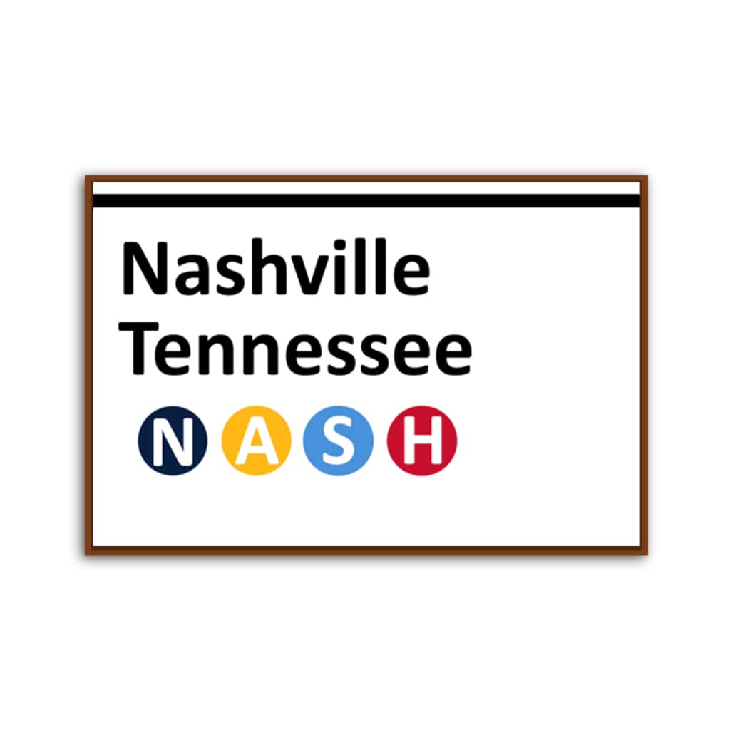 Nashville Subway Sign Canvas Wall Art Print - White