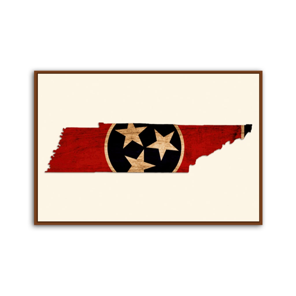 Rustic Tennessee Flag Silhouette Canvas Wall Art Print