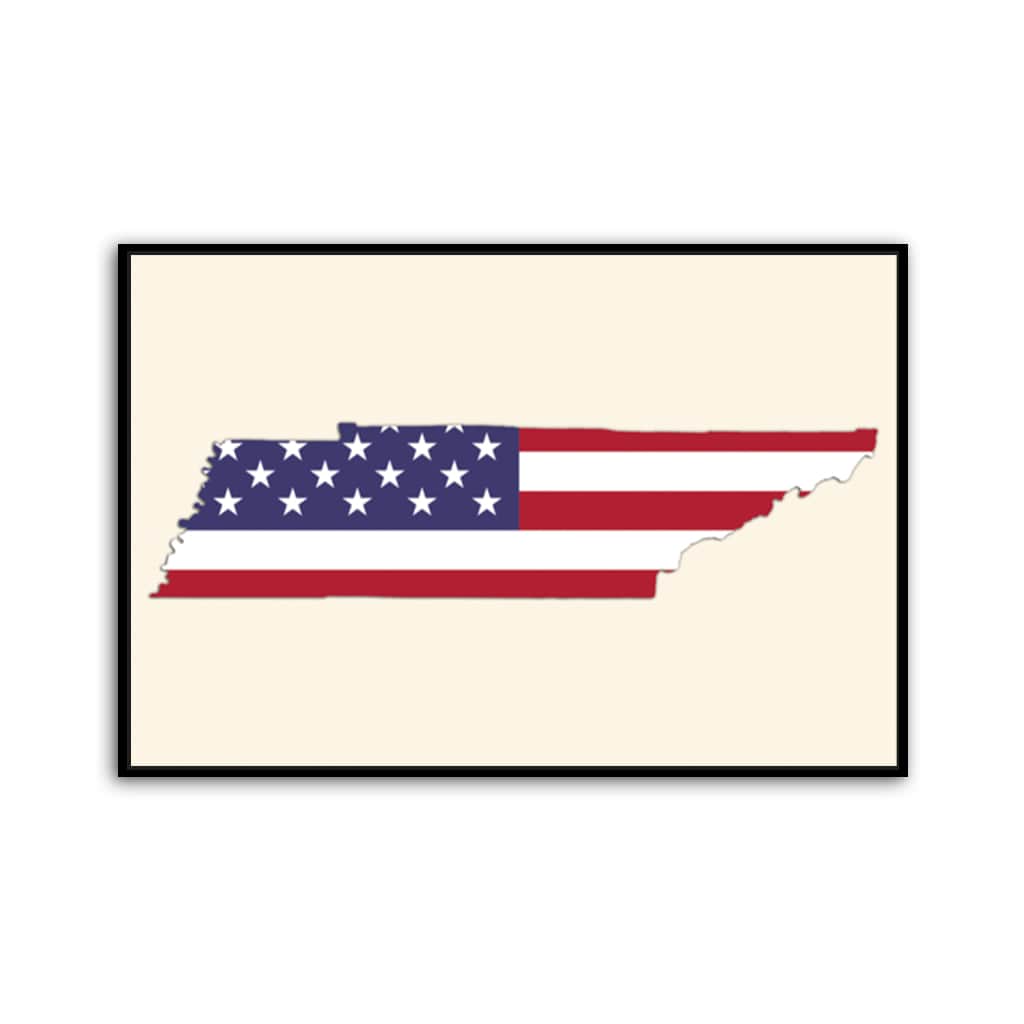 Tennessee American Flag Silhouette Canvas Wall Art Print