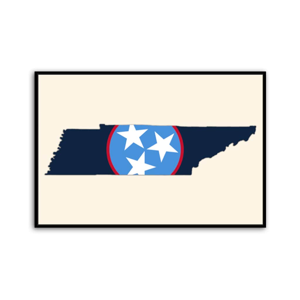 Navy & Teal Tennessee Flag Silhouette Canvas Wall Art Print