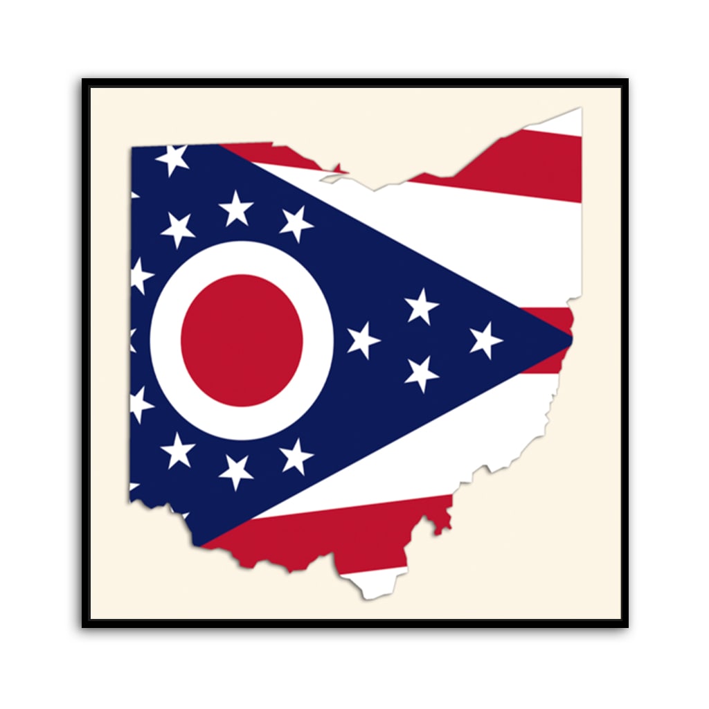 Ohio Flag Silhouette Canvas Wall Art Print