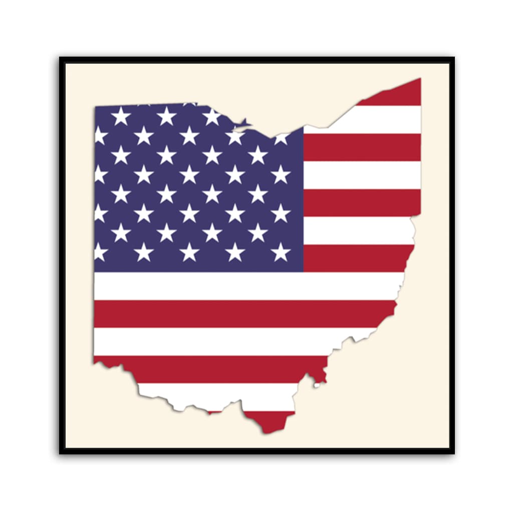 Ohio American Flag Silhouette Canvas Wall Art Print