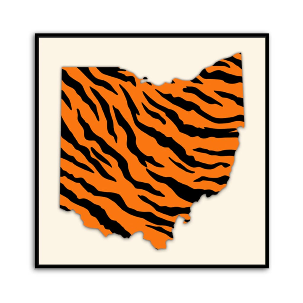 Ohio Tiger Stripe Silhouette Canvas Wall Art Print