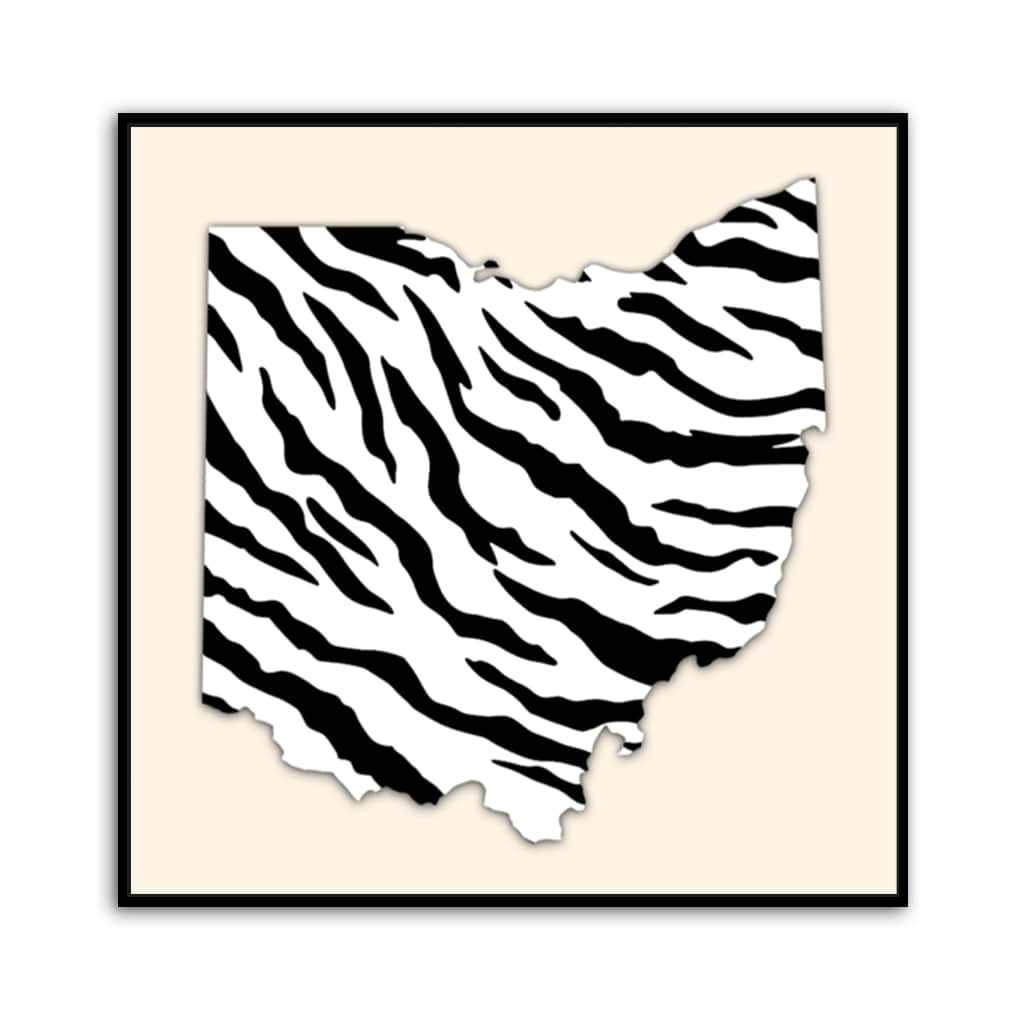 Ohio White Out Tiger Stripe Silhouette Canvas Wall Art Print