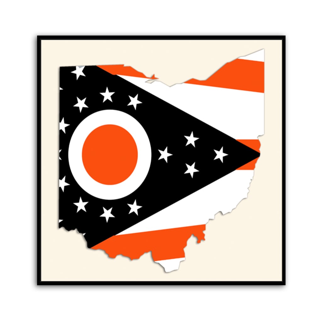 Brown and Orange Ohio Flag Silhouette Canvas Wall Art Print