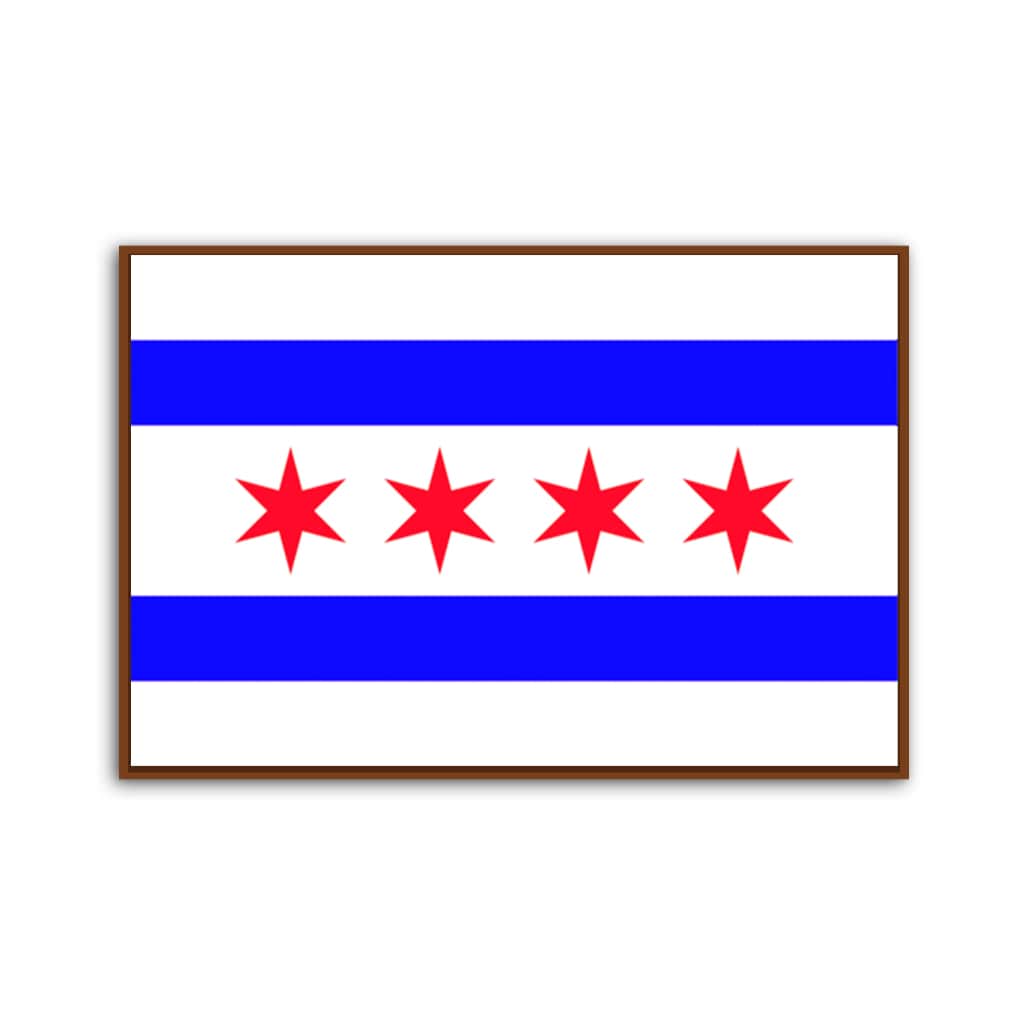 Blue & Red Chicago Flag Canvas Wall Art Print