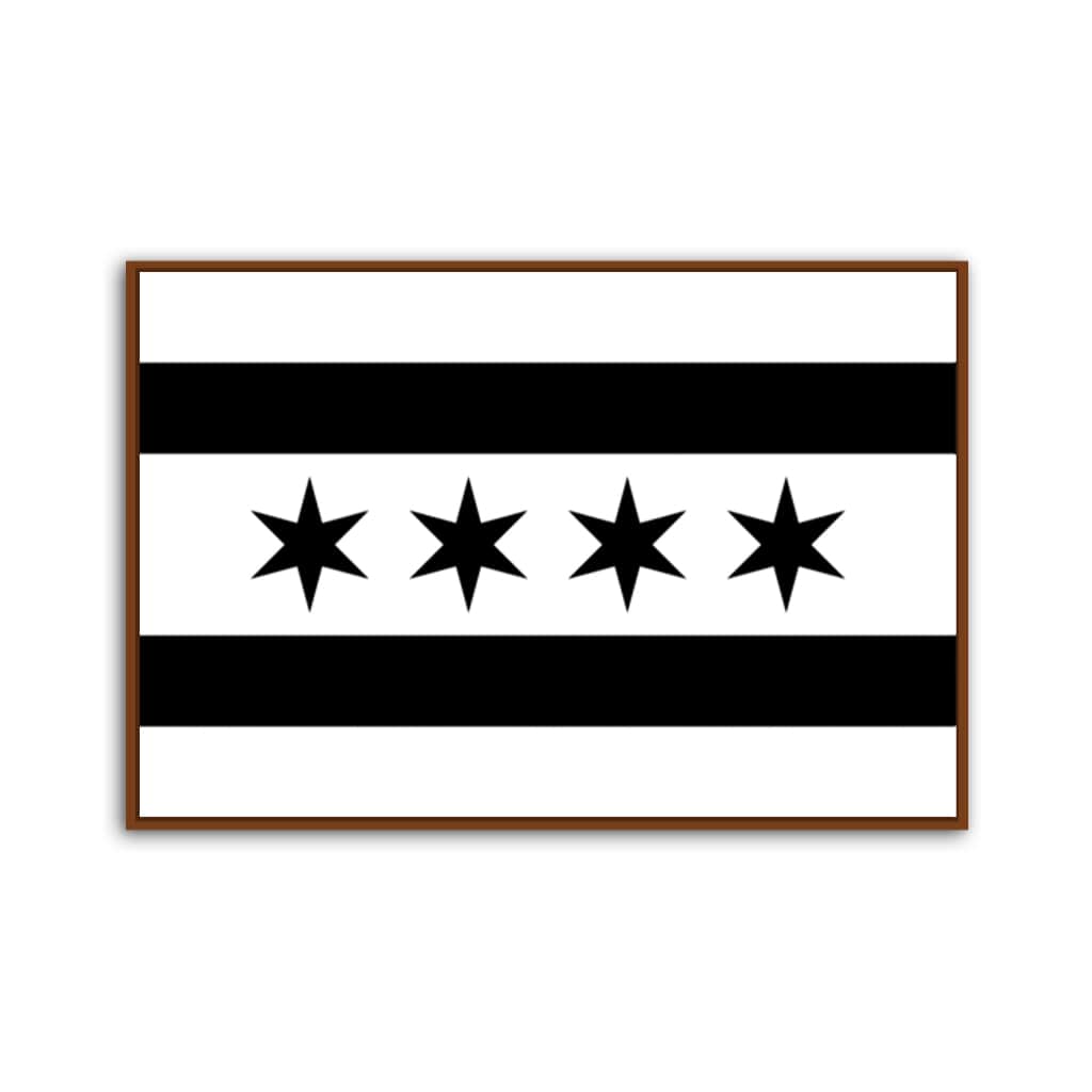 Black & White Chicago Flag Canvas Wall Art Print