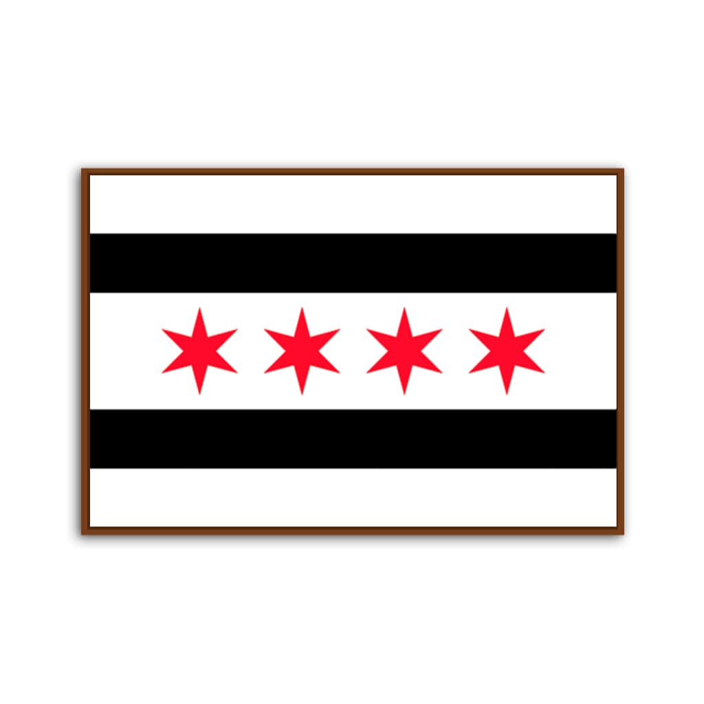 Black & Red Chicago Flag Canvas Wall Art Print