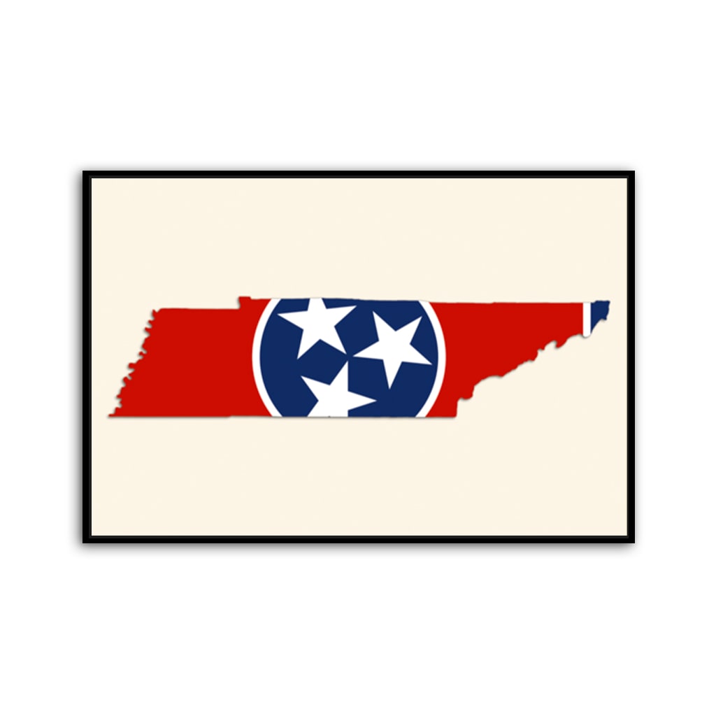 Tennessee Flag Silhouette Canvas Wall Art Print
