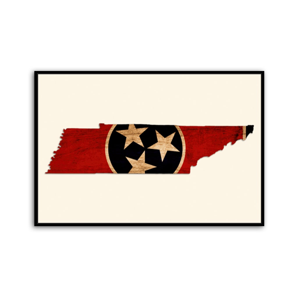 Rustic Tennessee Flag Silhouette Canvas Wall Art Print