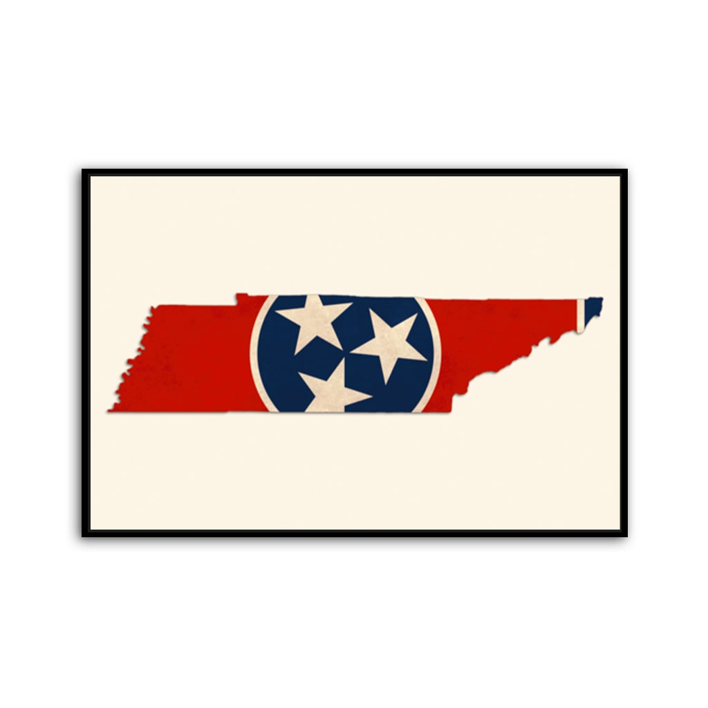 Distressed Tennessee Flag Silhouette Canvas Wall Art Print