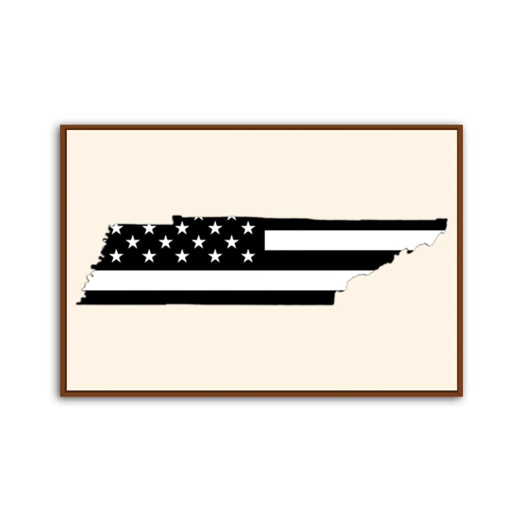 Tennessee Black & White American Flag Silhouette Canvas Wall Art Print