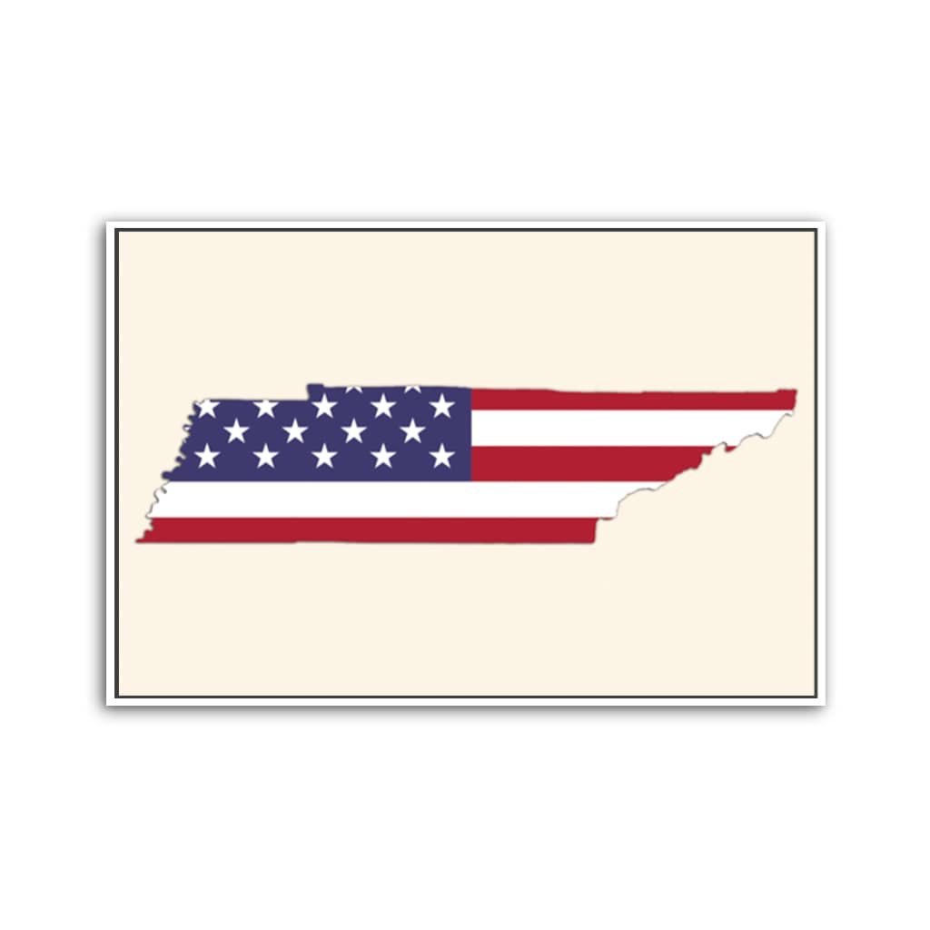 Tennessee American Flag Silhouette Canvas Wall Art Print