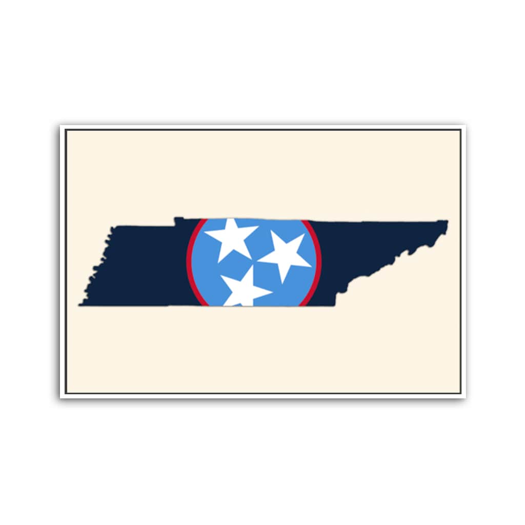 Navy & Teal Tennessee Flag Silhouette Canvas Wall Art Print