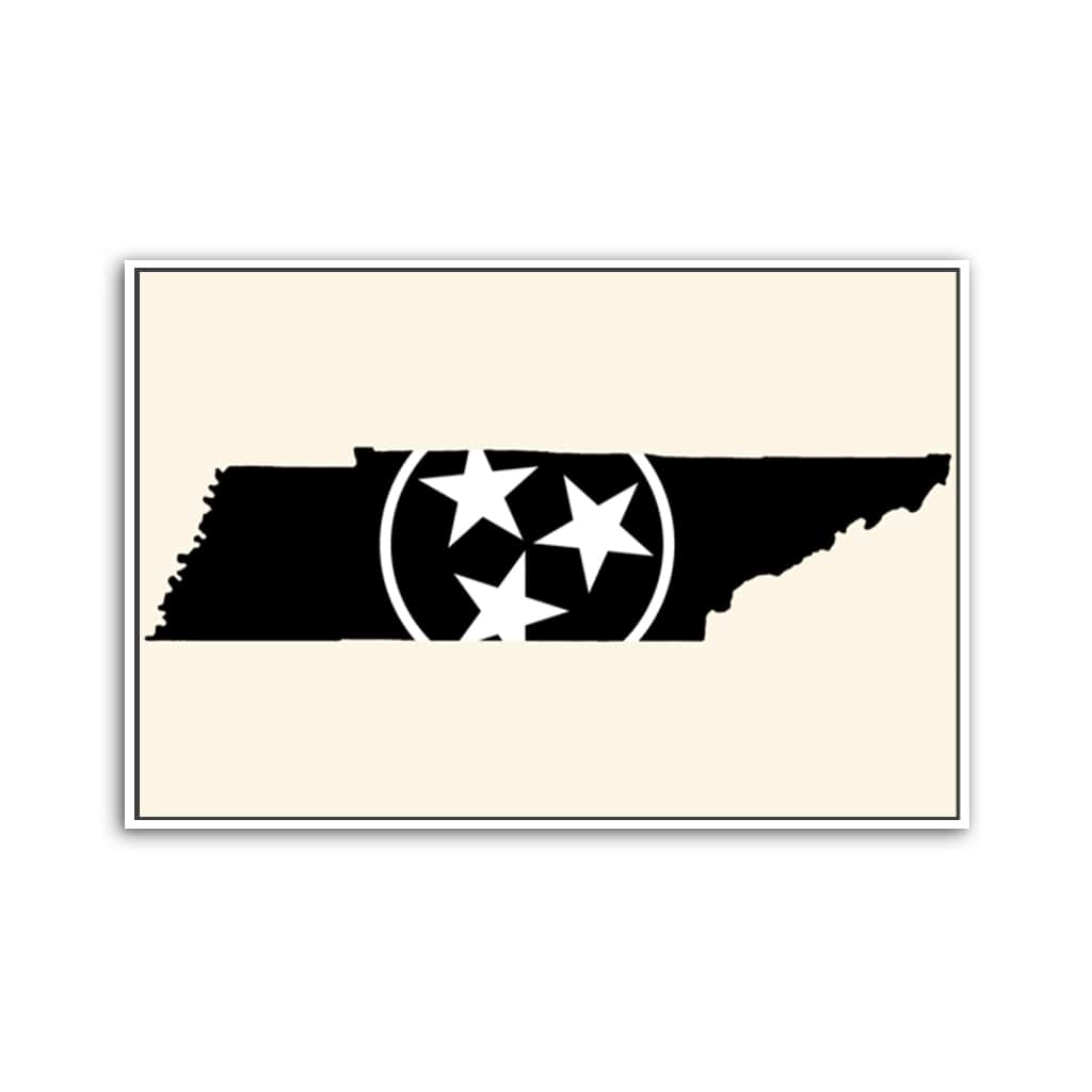 Black & White Tennessee Flag Silhouette Canvas Wall Art Print