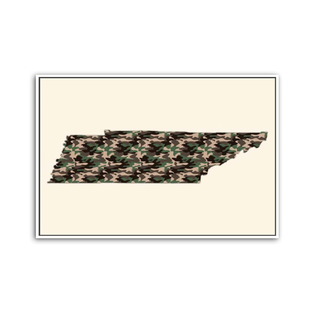 Tennessee Woodland Camo Silhouette Canvas Wall Art Print