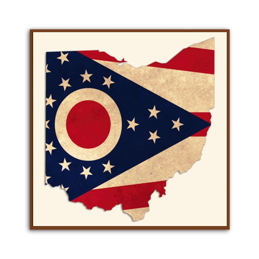Distressed Ohio Flag Silhouette Canvas Wall Art Print
