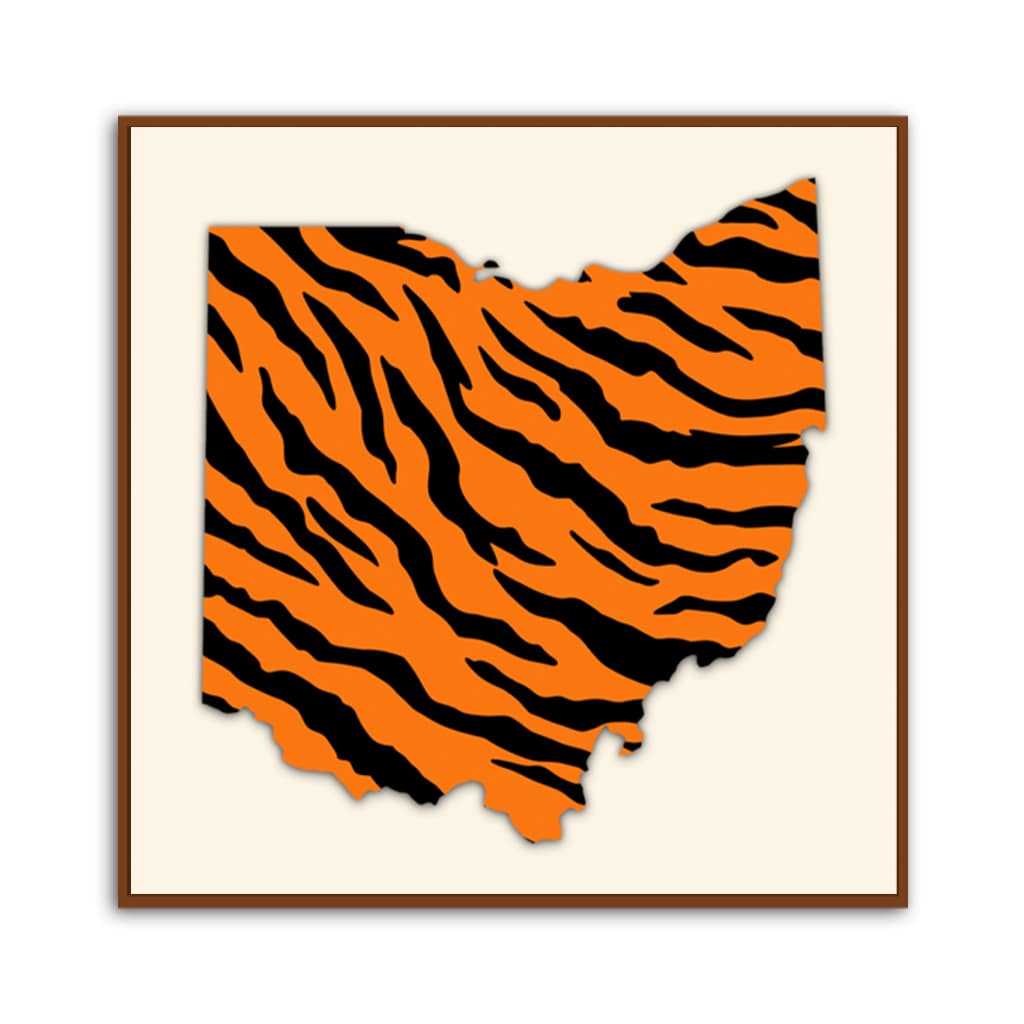 Ohio Tiger Stripe Silhouette Canvas Wall Art Print