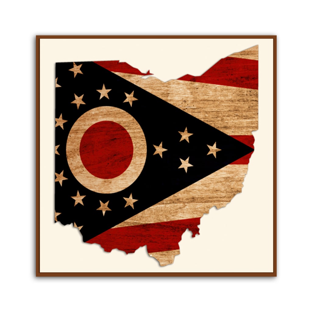 Rustic Ohio Flag Silhouette Canvas Wall Art Print