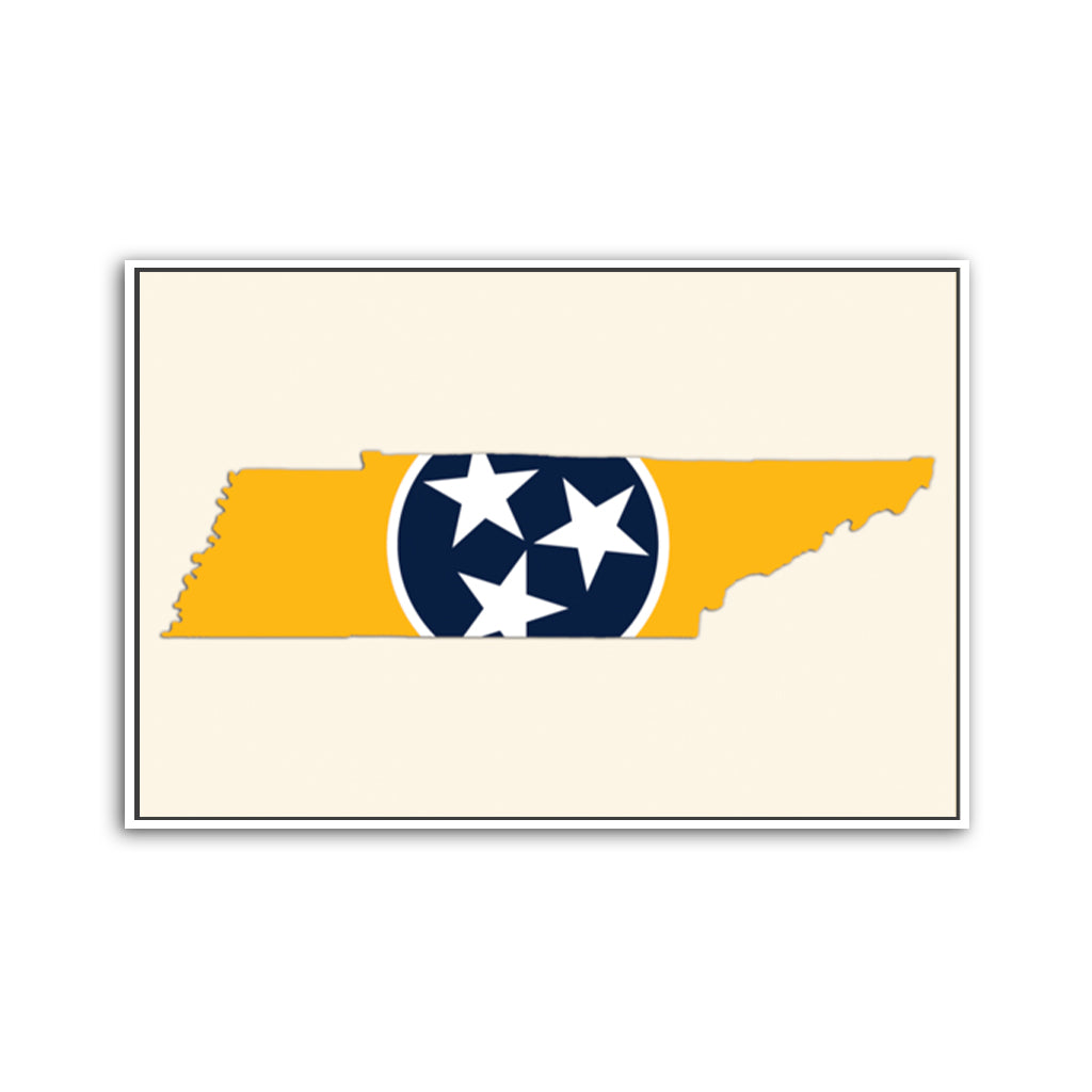 Navy & Gold Tennessee Flag Silhouette Canvas Wall Art Print