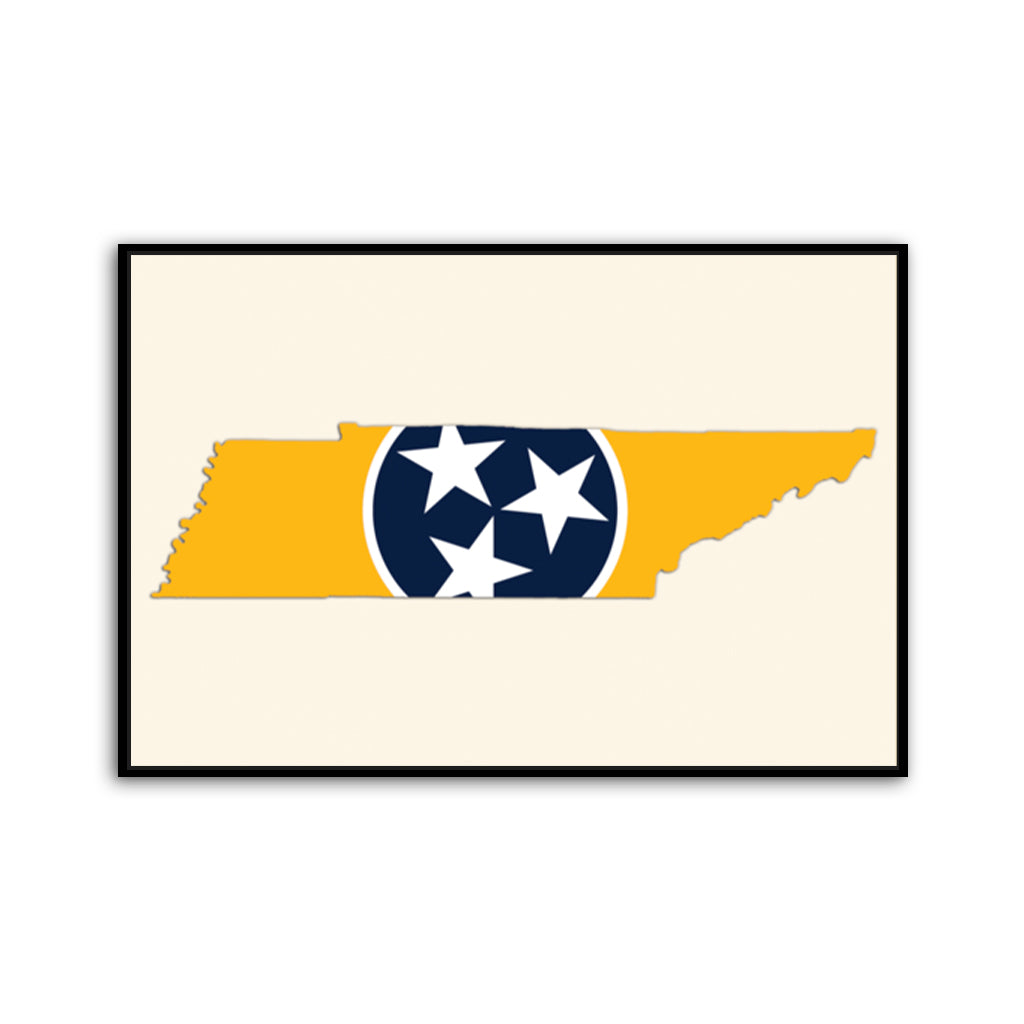 Navy & Gold Tennessee Flag Silhouette Canvas Wall Art Print