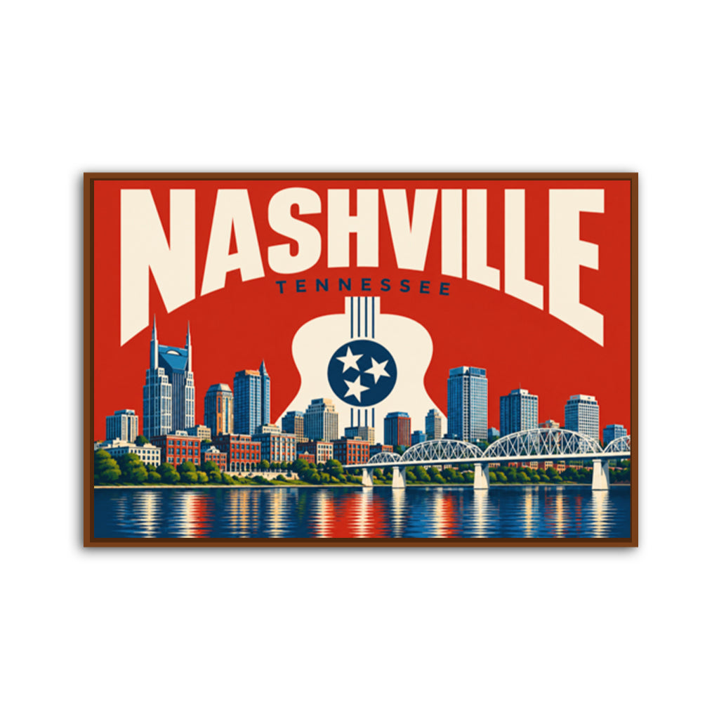 Nashville Skyline Guitar Canvas Wall Art Print