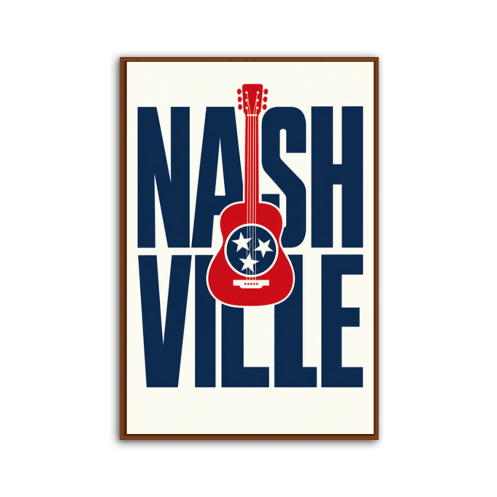 Nashville Guitar Poster Canvas Wall Art Print