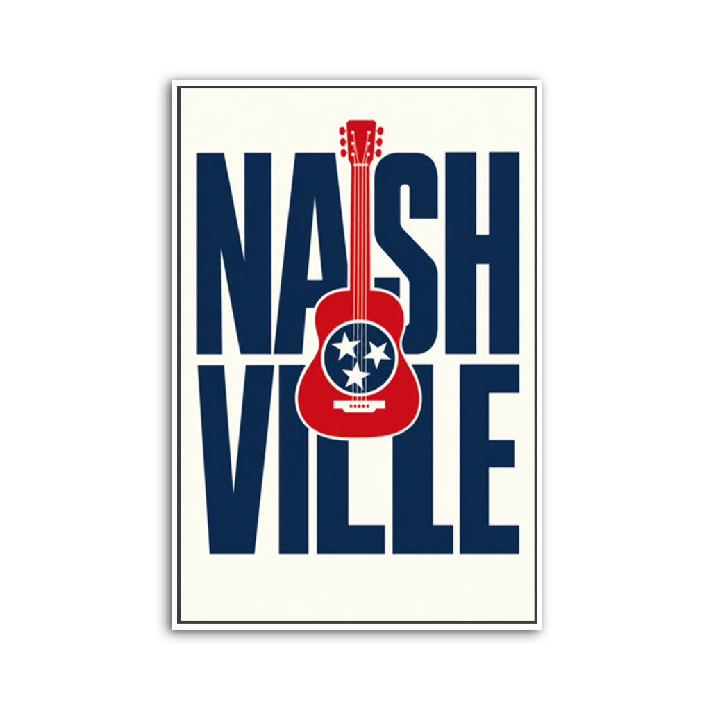 Nashville Guitar Poster Canvas Wall Art Print