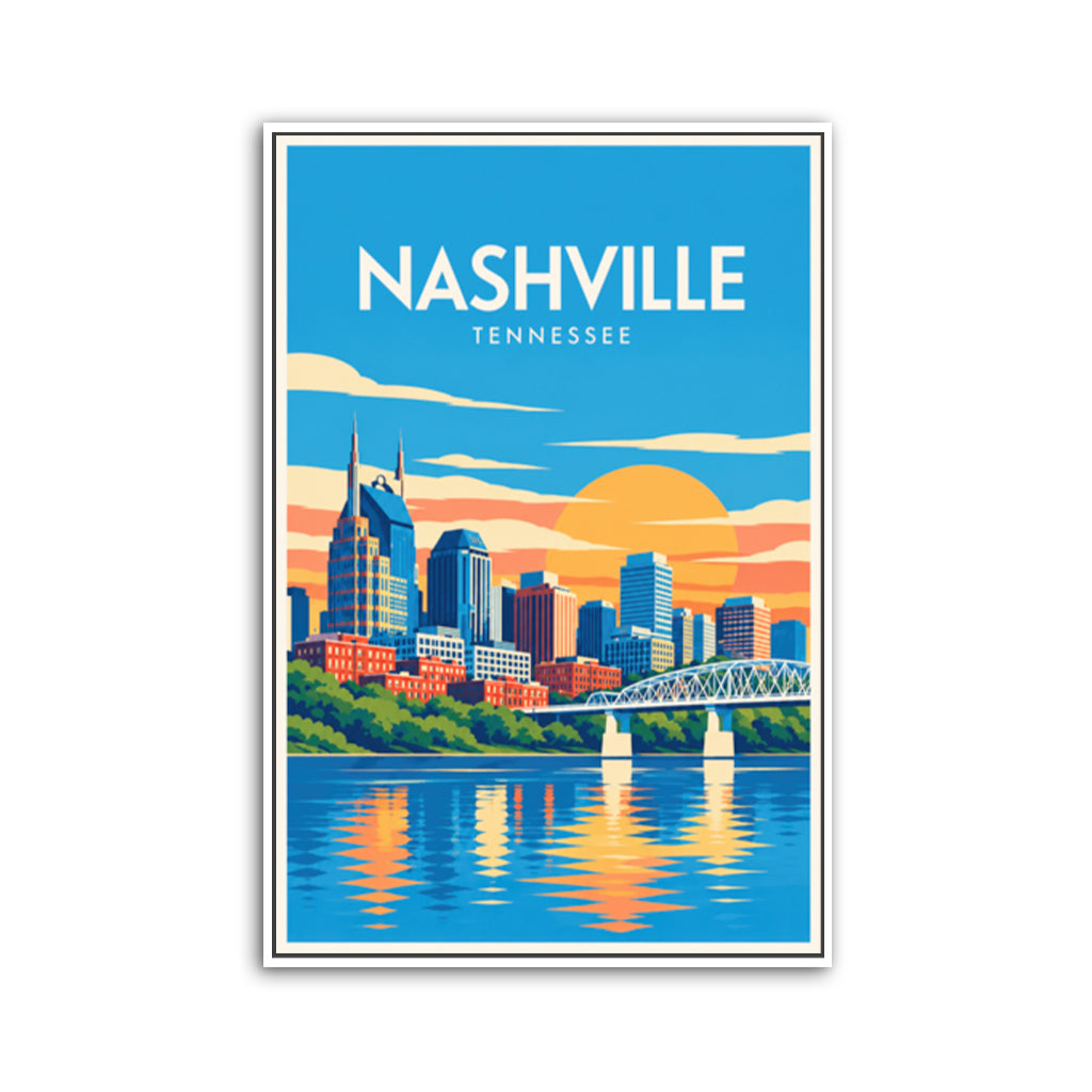 Nashville Travel Poster Canvas Wall Art Print