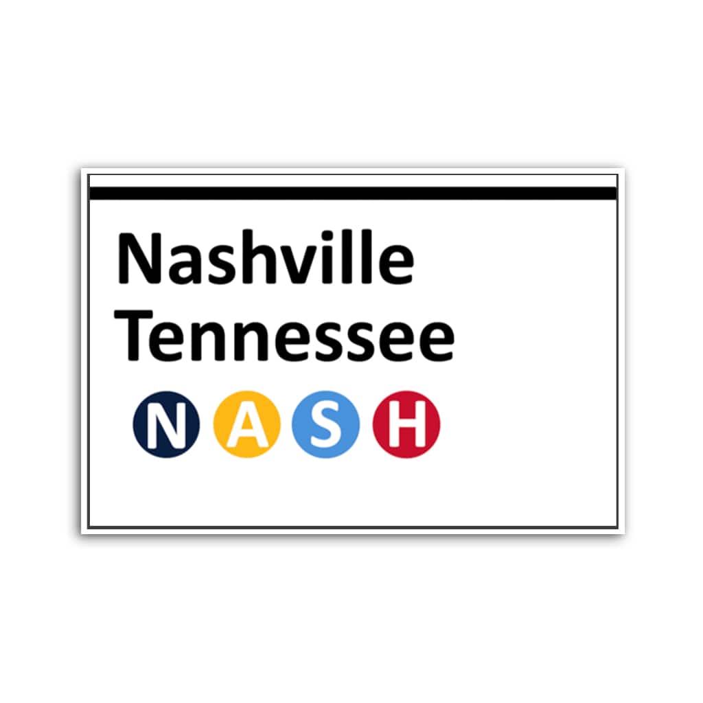 Nashville Subway Sign Canvas Wall Art Print - White